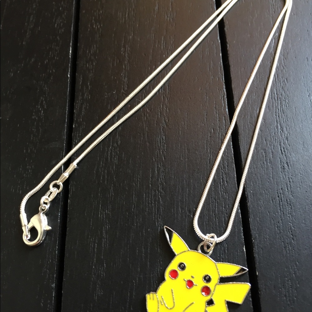 Pikachu Pokemon 925 Silver Plated Necklace